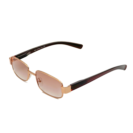 Ochelari de vedere cu lentile din plastic fumurii, rama metalica si balamale cu arcuri metalice, P382H Aurii