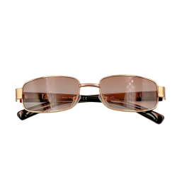 Ochelari de vedere cu lentile din plastic fumurii, rama metalica si balamale cu arcuri metalice, P382H Aurii