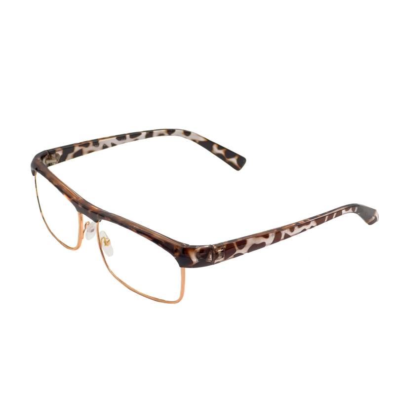 Ochelari de vedere cu lentile din plastic, rama metalica si balamale cu arcuri metalice P5011 Leopard