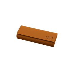 Toc pentru ochelari, Premium Case, Rigid, Metal, Piele ecologica, 15.6 x 6 x 3 cm, Maro deschis