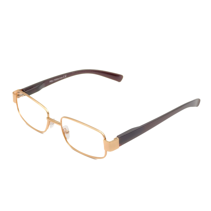 Ochelari de vedere cu lentile din plastic, rama metalica si balamale cu arcuri metalice, P382G Aurii