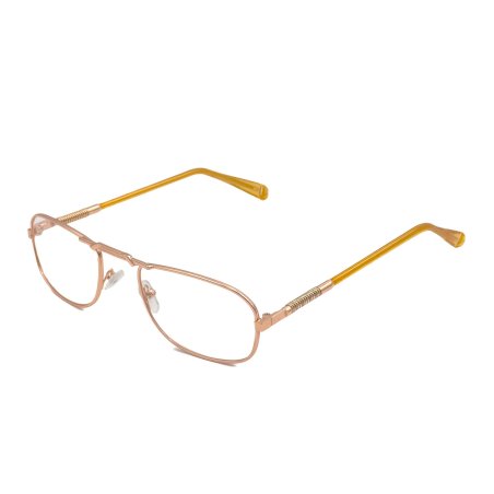 Ochelari de vedere cu lentile din plastic, rama metalica si balamale cu arcuri metalice P386G Aurii